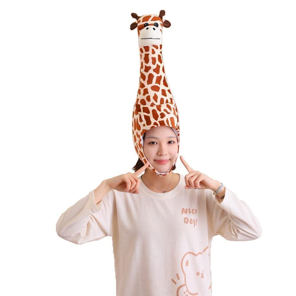 9984 Novetly Giraffe Hat Cute Plush Cartoon Party Animal Headwear Funny